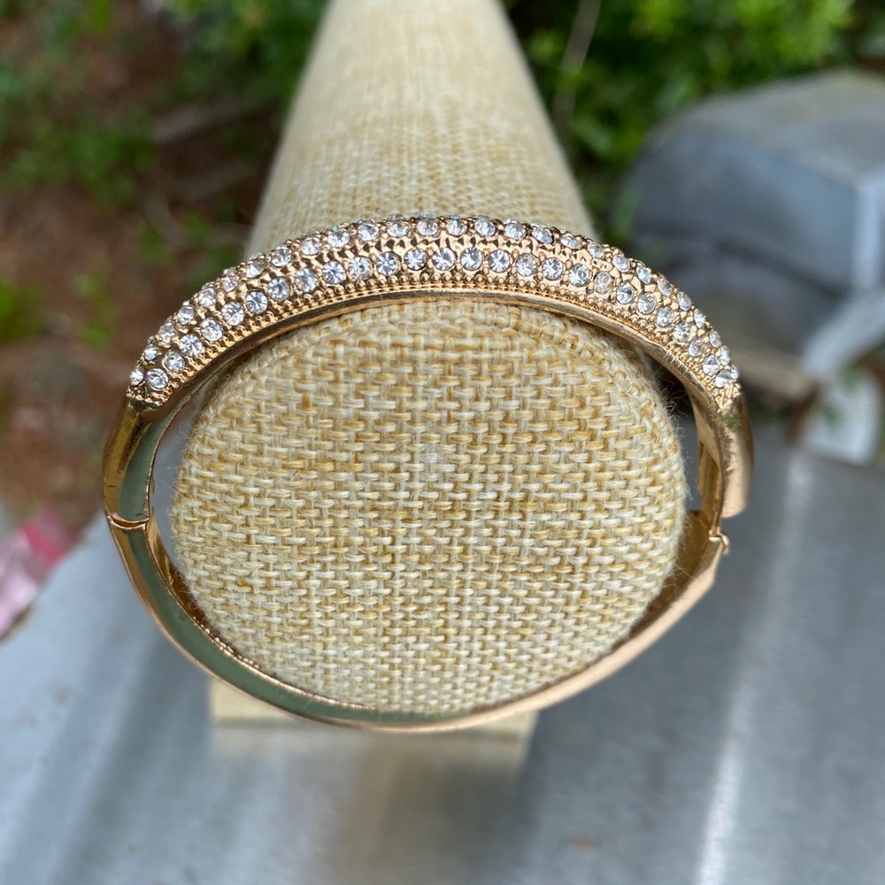 Gold & Crystals Hinged Bracelet - Picture 1 of 5